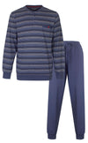 Paul Hopkins Heren Pyjama - Gestreept Dessin - Polo Sluiting - Blauw