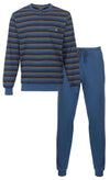Paul Hopkins Heren Pyjama - Polo Sluiting - Rekbare Jersey - Blauw