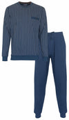 Paul Hopkins Heren Pyjama - Verticale Strepen - Ronde Hals - Blauw