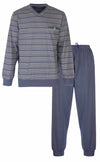 Paul Hopkins Heren Pyjama - Gestreept - Borstzakje - Blauw