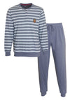Paul Hopkins Heren Pyjama - Gestreept - Polo Sluiting - Grijs