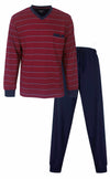 Paul Hopkins Heren Pyjama - V-hals - Katoen - Gestreept Rood
