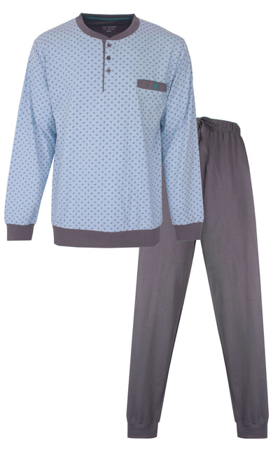 Paul Hopkins Heren Pyjama - Met Boorden - Licht Blauw