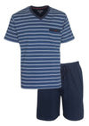 Paul Hopkins Heren Shortama - Pyjama Set - Witte strepen - Blauw