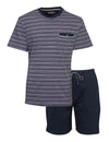 Paul Hopkins Heren Shortama - Pyjama Set - Elasthan Boorden - Blauw