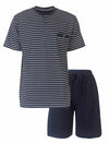 Paul Hopkins Heren Shortama - Pyjama Set - Gestreept - Polo Sluiting - Blauw