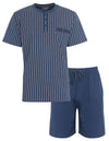 Paul Hopkins Heren Shortama - Pyjama Set - Verticale Strepen - Blauw
