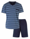 Paul Hopkins Heren Shortama - Pyjama Set - Gestreept - Petrol Blauw