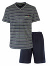 Paul Hopkins Heren Shortama - Pyjama Set - Gestreept - Groen/Blauw