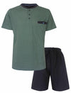 Paul Hopkins Heren Shortama - Pyjama Set - Knoopsluiting - Groen