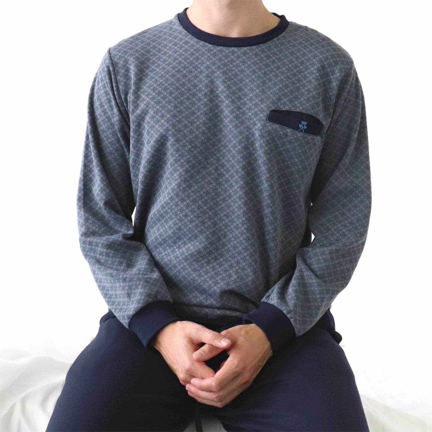 Paul Hopkins Heren Fleece Pyjama - Katoen - Lange Mouwen - Blauw - afbeelding 6