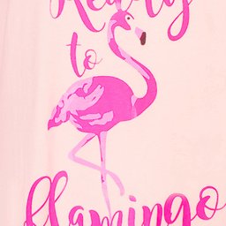 Roze nachthemd met opdruk van een flamingo en de tekst 'Ready to flamingo' in roze letters