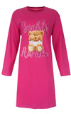 Temptation dames Big Shirt - Lange Mouwen - Ronde Hals - Fuchsia -Katoen