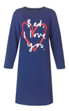 Temptation dames Big Shirt - Tekstprint op de borst - Donker Blauw