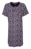 Tenderness Dames Nachthemd - Bloemen Dessin - Polo Sluiting - Blauw