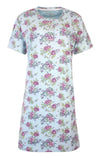 Tenderness Dames Nachthemd - Slaapkleedje - Korte Mouwen - Licht Blauw