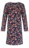 Tenderness Dames Nachthemd - Bloemen Patroon - Donker Blauw