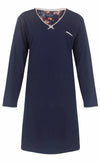 Tenderness Dames Nachthemd - Katoen - Donker Blauw Unie