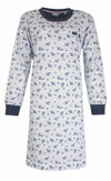 Tenderness Dames Nachthemd - Fleece - Bloemetjes - Licht Blauw