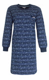 Tenderness Dames Nachthemd - Fleece - Bloemetjes - Donker Blauw