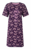 Tenderness Dames Nachthemd - Rozenpatroon - Katoen - Lila