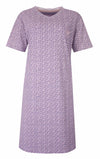 Tenderness Dames Nachthemd - Bloemetjesprint - V-hals - Lila