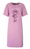 Tenderness Dames Nachthemd - Roos Print - Korte Mouwen - Lila