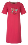 Tenderness Dames Nachthemd - Katoen - Bloemen Motief - Rood
