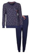 Tenderness Dames Pyjama - Polo Sluiting - Katoen - Blauw