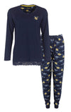 Tenderness Dames Pyjama - Katoen - Lange Mouwen - Blauw