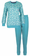 Tenderness Dames Pyjama - Katoen - Bloemen - Aqua Groen