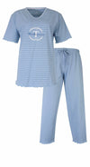 Tenderness Dames Pyjama - 3/4 Broek - Korte Mouwen - Licht Blauw