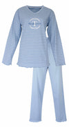 Tenderness Dames Pyjama - V-hals - Lange Mouwen - Licht Blauw