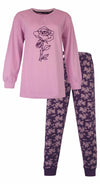 Tenderness Dames Pyjama - Roos Print - Lange Mouwen - Lila