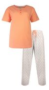 Tenderness Dames Pyjama - Katoen - Polo Sluiting - Oranje