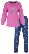 Tenderness Dames Pyjama - Roze top - Blauw gebloemde broek