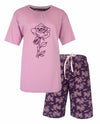 Tenderness Dames Shortama - Pyjama Set - Roos Print - Lila