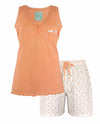 Tenderness Dames Shortama - Pyjama Set - V Hals - Oranje
