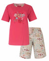 Tenderness Dames Shortama - Pyjama Set - Botanisch Patroon - Rood