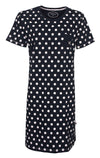 Tenderness Dames Nachthemd - Witte Stippen - Donker Blauw