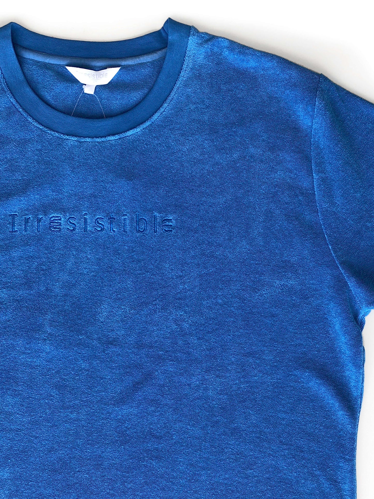 Irresistible Dames Badstof Shortama - Korte mouwen - Blauw - detail