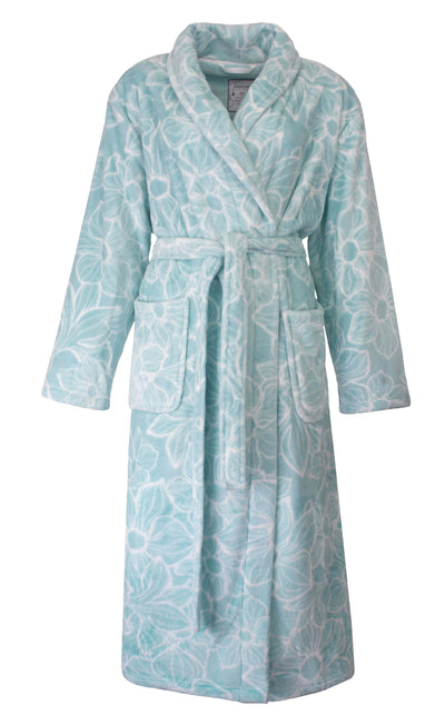 Tenderness Dames Badjas - Ochtendjas - Fleece - Aqua