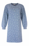 Tenderness dames Nachthemd - Fleece Nachthemd - lange Mouwen - Denim Blauw