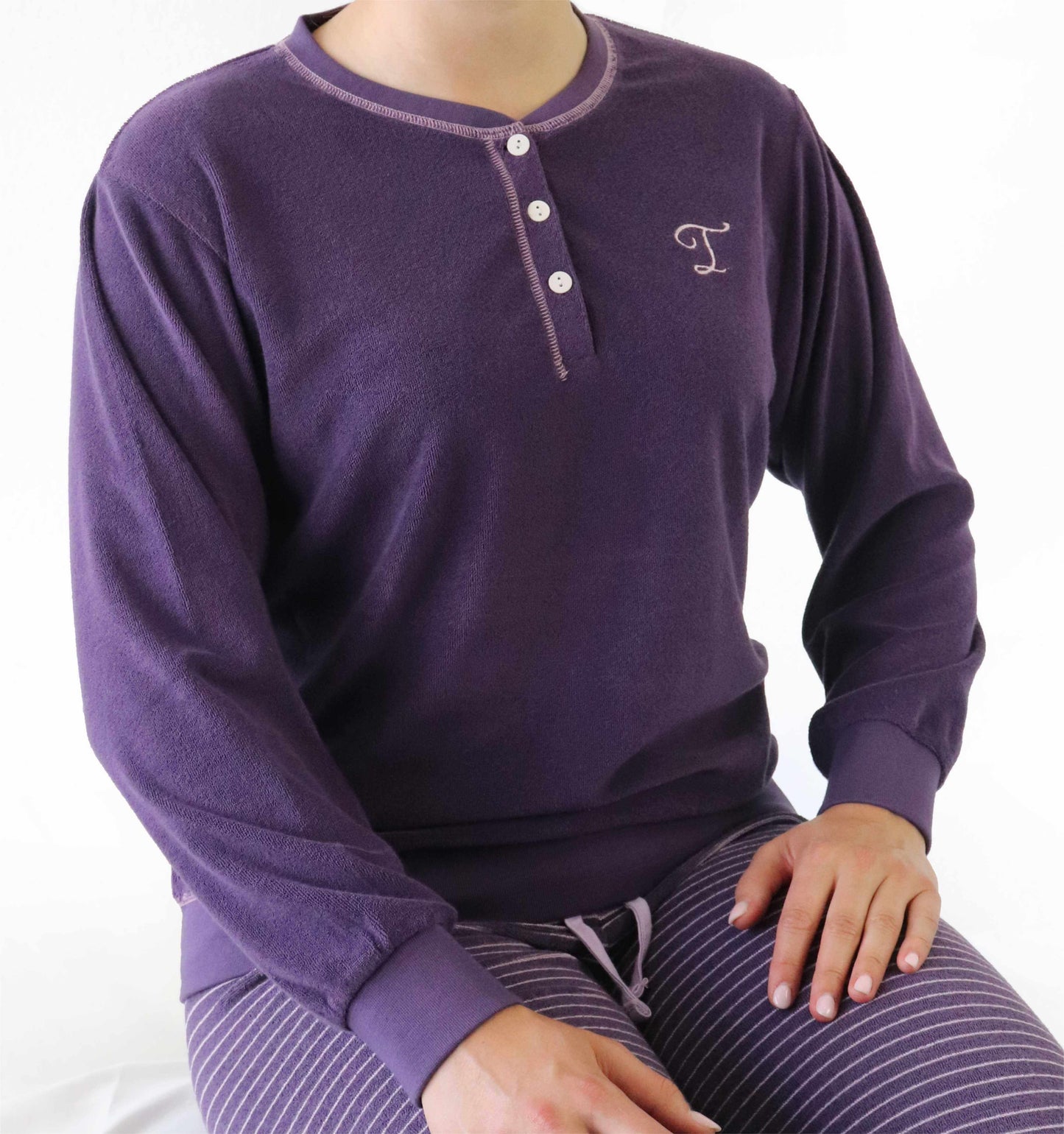 Tenderness dames Pyjama - Badstof - Lange Mouwen - Paars - afbeelding 5