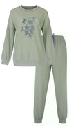 Tenderness Dames Pyjama - Lange Mouwen - Licht Groen