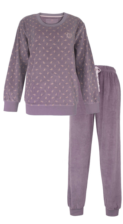 Tenderness dames pyjama - Velours - lange Mouwen - Paars