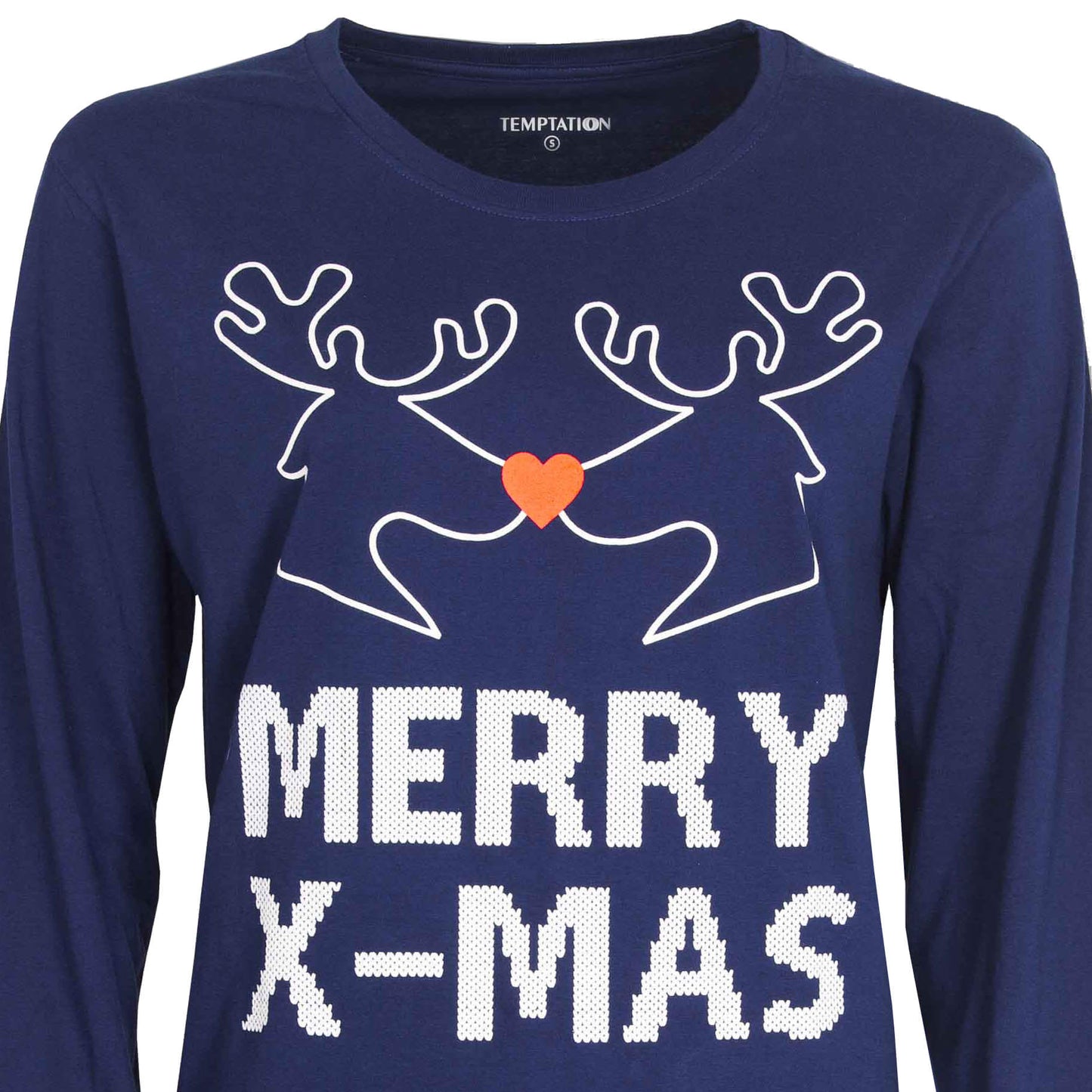 Temptation Dames Pyjama - Pyjama Set - Lange Mouwen - Katoen - Blauw - detail