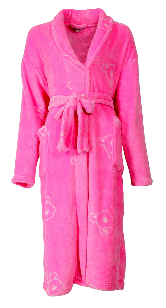Tenderness Dames Badjas - Fleece - Sjaalkraag - Donker Roze