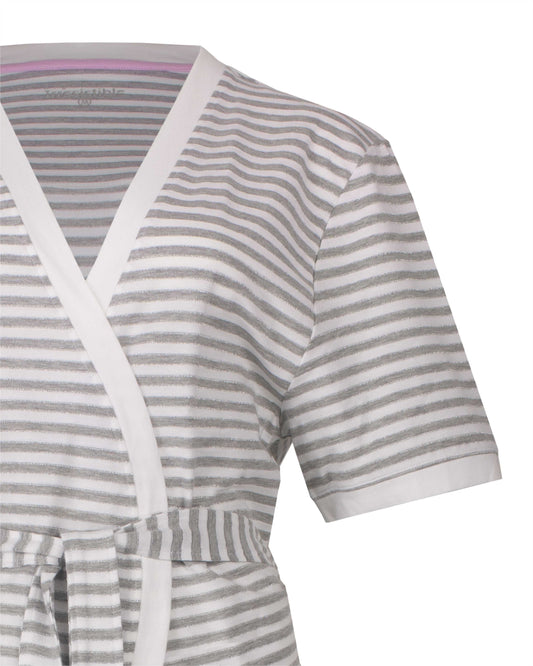 Irresistible Dames Badjas - Gestreept - in grijs en wit