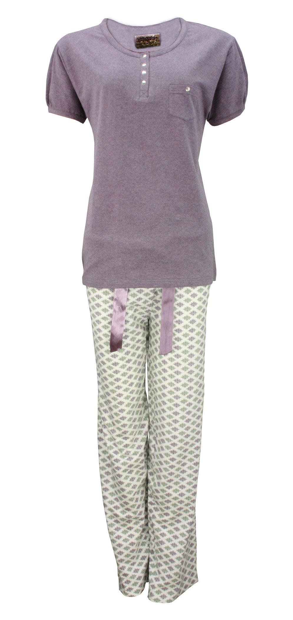 Irresistible Dames Pyjama – Korte Mouwen - 100% Gekamde Katoen - Paars